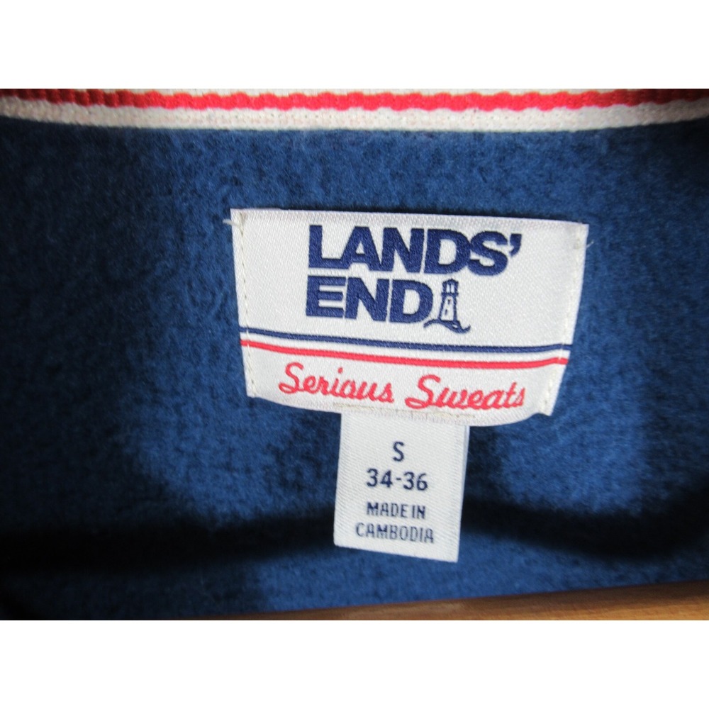 Lands' End Serious Sweats Full Zip Sweatshirt Men Small Blue Mockneck - Picture 3 of 6